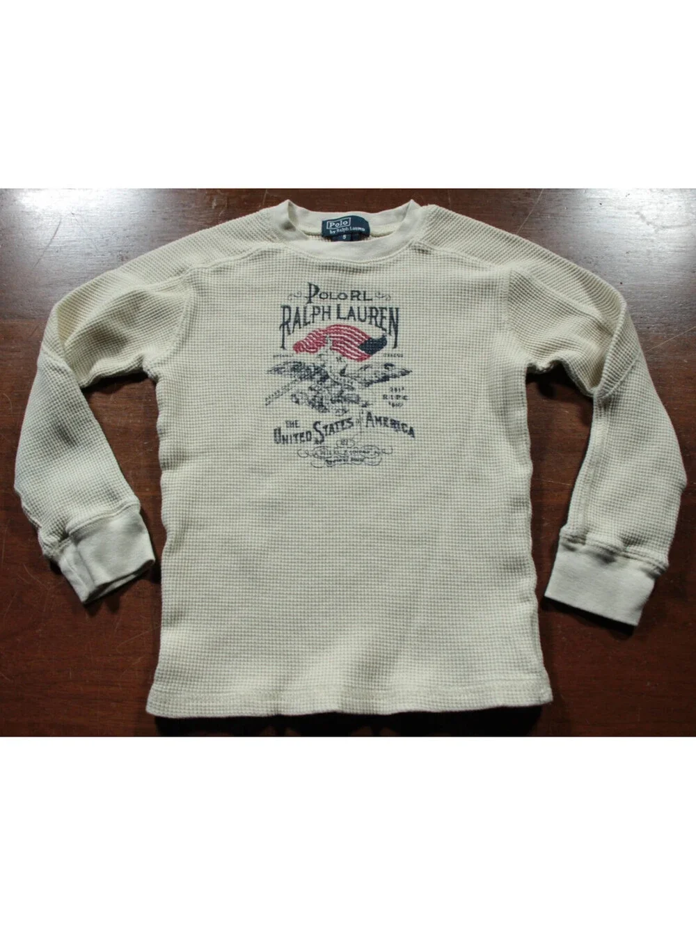 Polo Ralph Lauren Youth 5 Long Sleeve Thermal Shirt United States American Flag